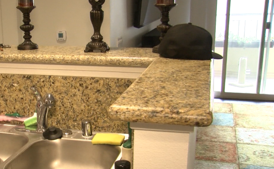 An affordable housing unit at the Promenade in San Marcos is outfitted with granite countertops, Jan. 9, 2017