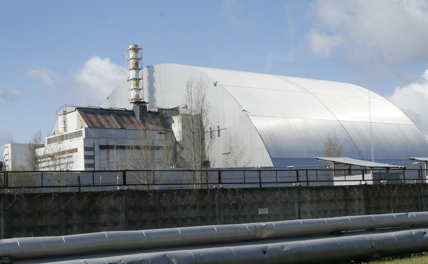Emergency diesel generators are providing power to critical safety systems at the Chernobyl nuclear site, but they only have enough fuel for 48 hours. The site is pictured here in April 2021.