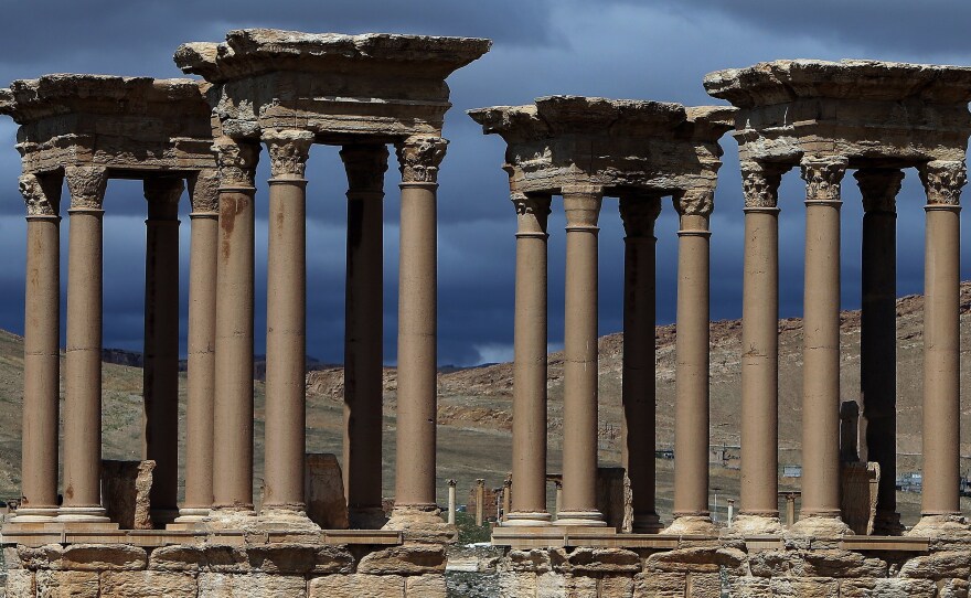 A 2015 photo shows the Tetrapylon (Monumental Entrance), which was reconstructed after 1963 by the Directorate of Antiquities of Syria, in the ancient oasis city of Palmyra. The ancient structure has reportedly been destroyed by ISIS.