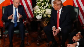 Ireland's Prime Minister Micheál Martin (left) and President Trump met Saturday at Farmleigh House in Dublin.