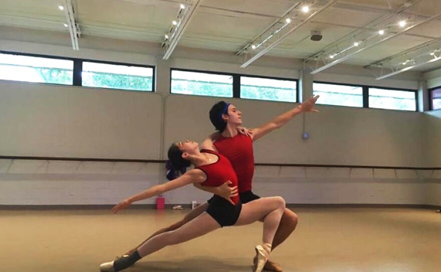Wenyu Guo (left) rehearsed with Nations Wilkes-Davis last week in the studio prior to the flooding.