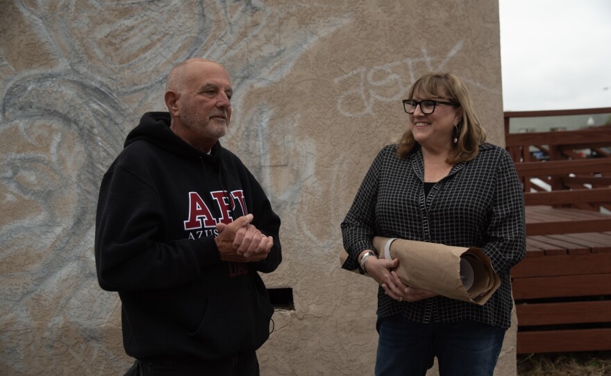 Scott Kessler, executive director of the Adams Avenue Business Association, speaks with Sue Peerson on Wednesday, May 15, 2024.