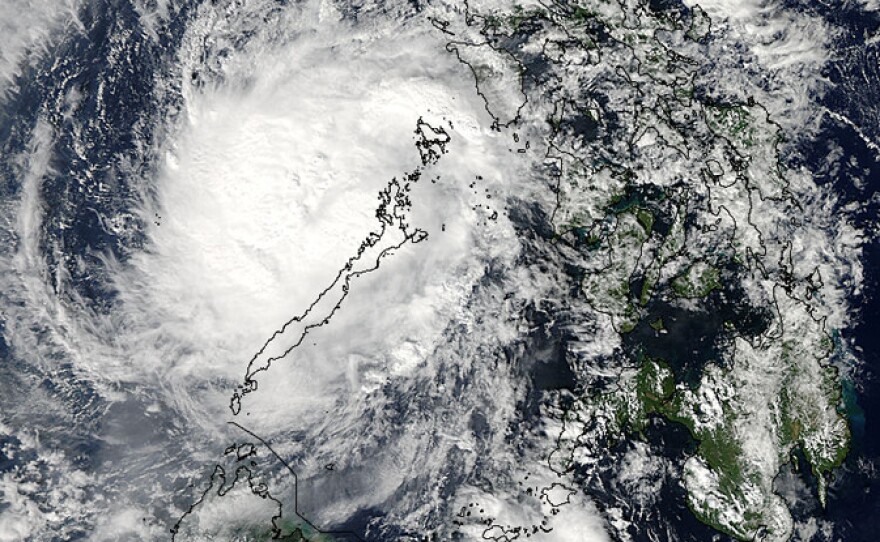 Typhoon Bhopa scene over the Philippine island of Palawan last December.