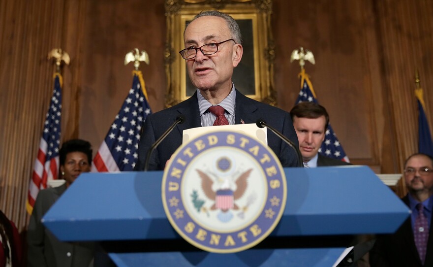 New York Democratic Sen. Charles Schumer speaks at a news conference on gun legislation earlier this year.