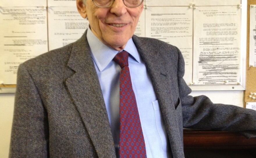 Robert Caro is the recipient of two Pulitzer Prizes in biography, a National Book Award and two National Book Critics Circle awards, among other honors. He stands in front of the outline of his next book.