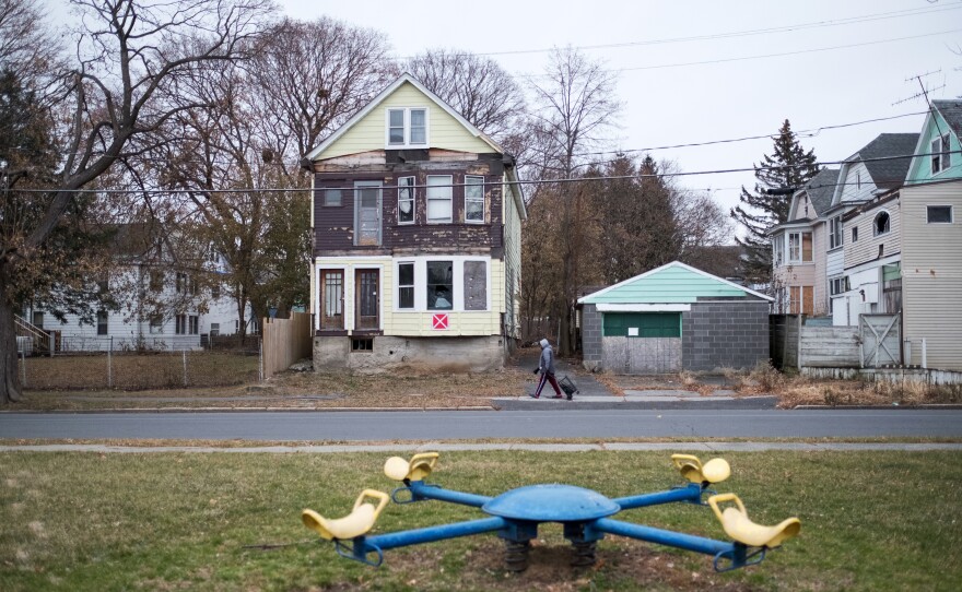 Vacant homes marked as unsafe structures in the West Hill neighborhood of Albany, N.Y. New data from the Institute for Child, Youth and Family Policy at Brandeis University reveal a sharp racial divide in access to opportunities in almost every major metropolitan area of the country, including Albany.