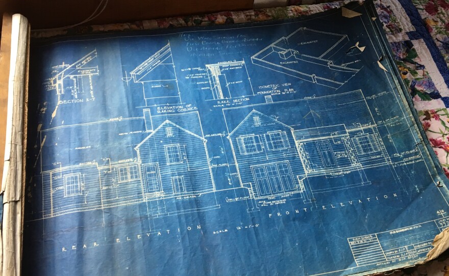 An original Sears blueprint and an instruction book told buyers how to put together their pre-cut, mail-order home step by step.