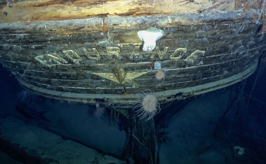 The name Endurance is still visible on the ship's stern.