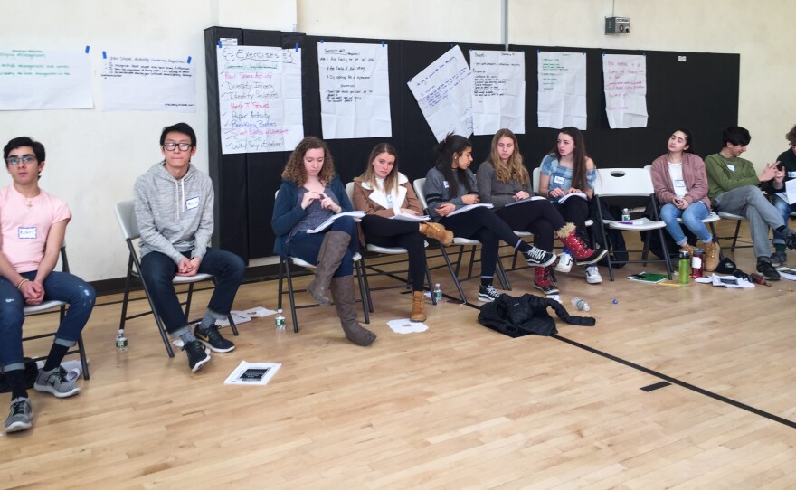 Brookline High School student volunteers review the Anti-Defamation League's "A World of Difference" curriculum and prepare to run workshops for their peers.