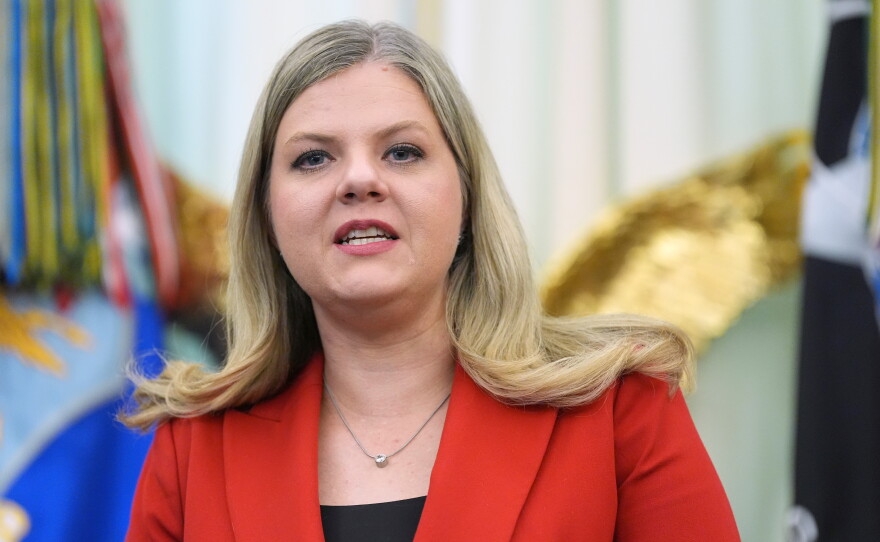 Dr. Heidi Overton speaks during a Aug. 10 press conference during which President Trump signed an executive order about the childhood vaccination schedule.