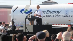 President Barack Obama spoke to a crowd of supporters on Thursday at the UPS facility in Las Vegas.