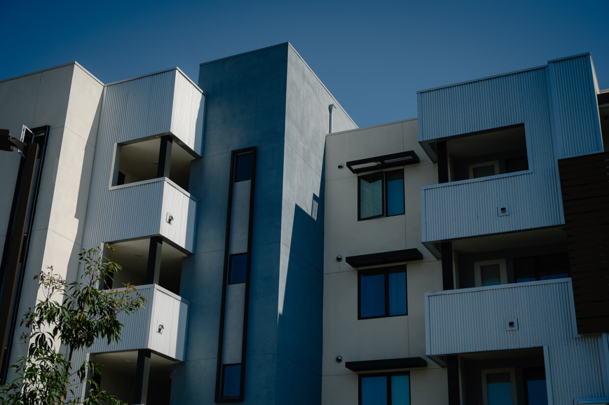 The Milejo Village apartment building is pictured in San Ysidro on Nov. 2, 2023.