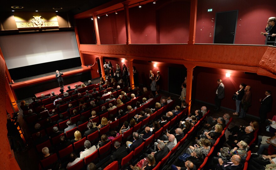 Cannes film festival director Thierry Fremaux gives a speech at the Eden's official re-opening in 2013.