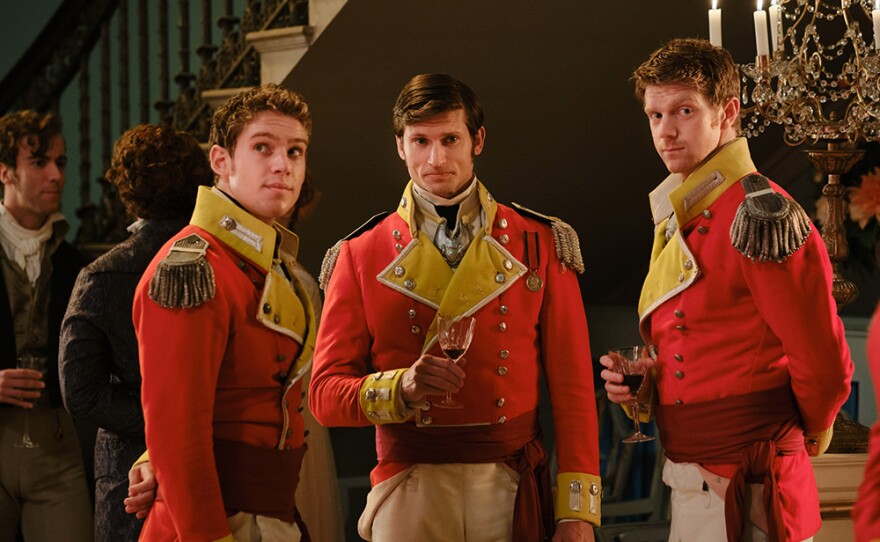 L-R Captain Carter (MAXIM AYS), Colonel Lennox (TOM WESTON-JONES) and Captain Fraser (FRANK BLAKE)