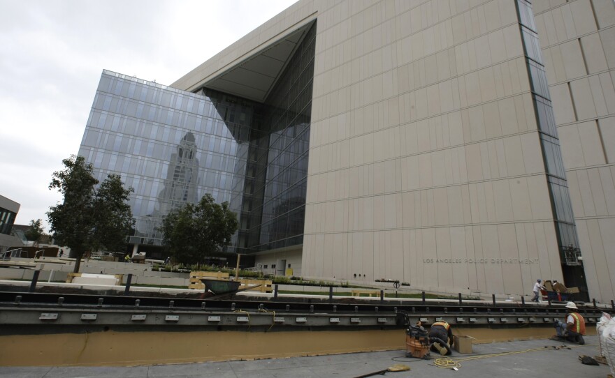 The new Los Angeles Police Department headquarters is seen under construction downtown Los Angeles on Thursday, April 23, 2009. 