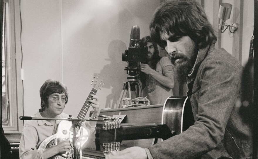 John Lennon and George Harrison. (undated photo)