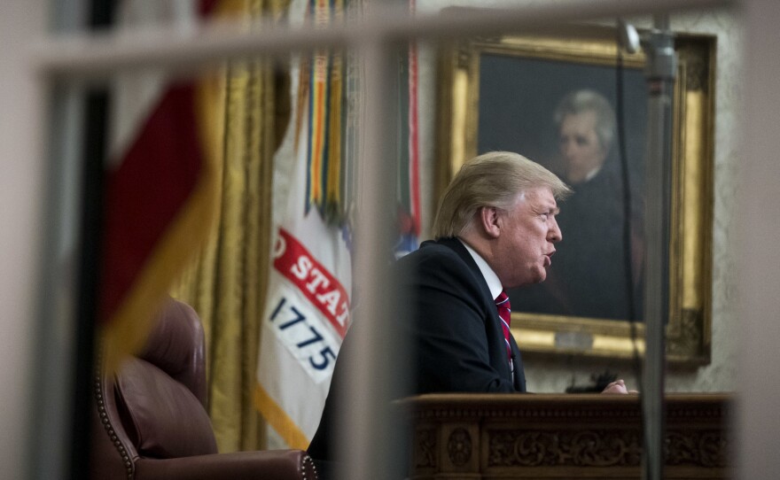 President Trump delivers his first prime-time address from the Oval Office Tuesday.
