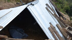 A make-shift shelter still used a year after the earthquake in Nepal, Spring 2016.