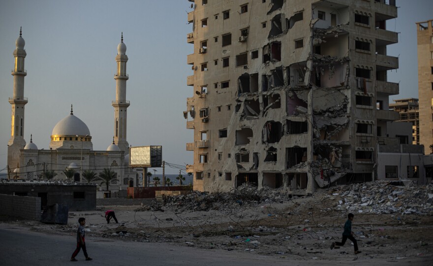 One of the buildings in Gaza City that was bombed during the war in May.