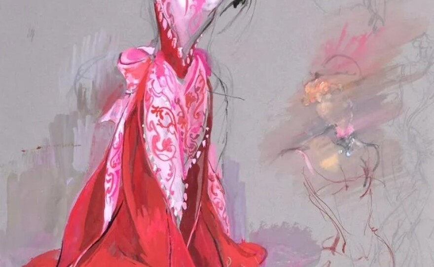 This sketch of a costume for Carol Channing in <em>Hello, Dolly!</em> is from the original 1964 production.