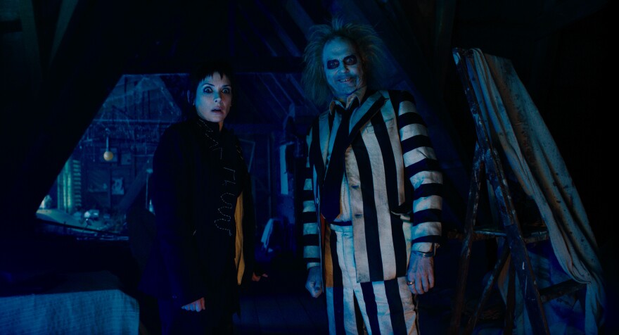 Wynona Ryder and Michael Keaton reunite for Tim Burton's sequel "Beetlejuice Beetlejuice." (2024)