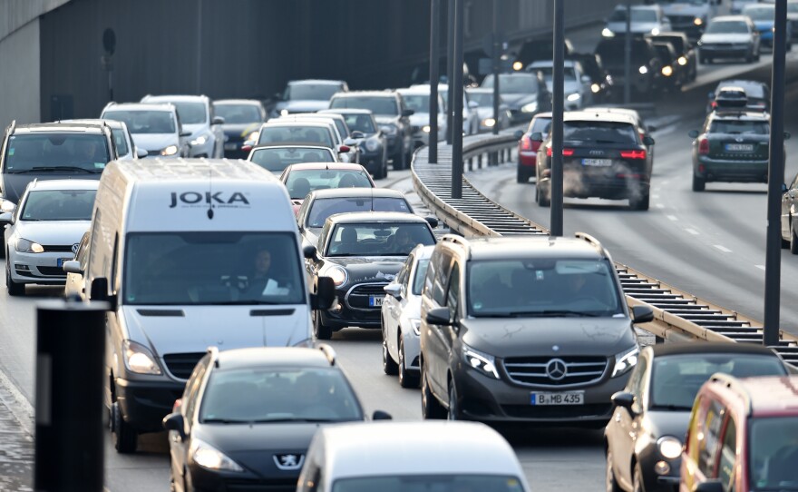 Cars drive along Mittlerer Ring in Munich. Germany's highest court has ruled that cities may impose bans or partial bans on diesel cars in order to bring down emissions levels.