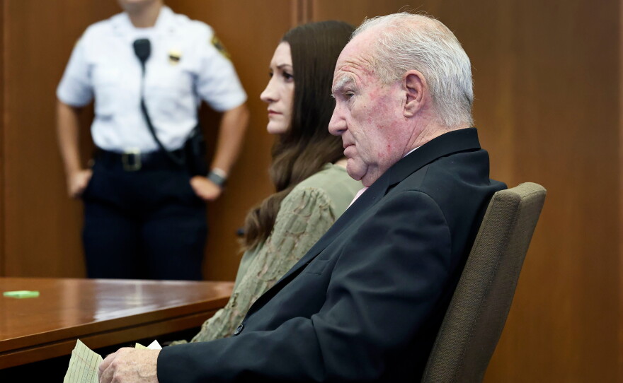 Lindsay Clancy and lawyer Kevin Reddington look at jurors as Judge William Sullivan instructs them to continue deliberations during Clancy's murder trial on Friday, Sept. 4, 2026, in Plymouth, Mass.