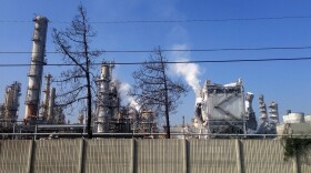The ExxonMobil refinery is seen after an explosion in a gasoline processing unit at the facility, in Torrance, Calif., on Feb. 18, 2015. 