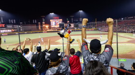Fans cheer on the Tijuana Toros during a night game at the Mobil de Toros stadium in Tijuana, Mexico on July 31, 2026.