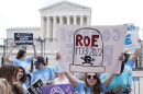 Abortion opponents demonstrate outside the Supreme Court in Washington on June 24, 2022 the day the court decided Dobbs v. Jackson Women's Health Organization. 