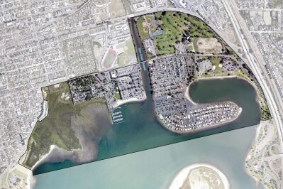 An undated satellite image showing the De Anza Cove development area.