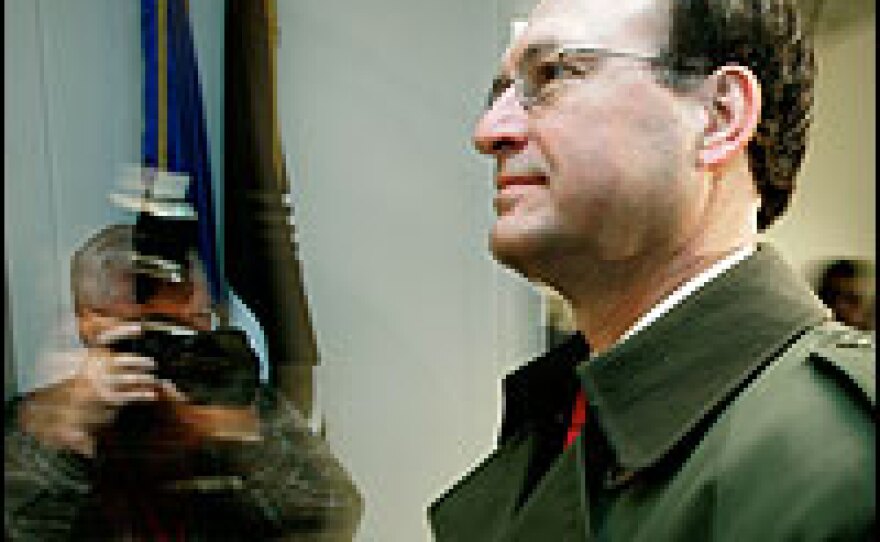 Supreme Court nominee Samuel Alito enters the office of Sen. Kent Conrad (D-ND) for a meeting Friday.