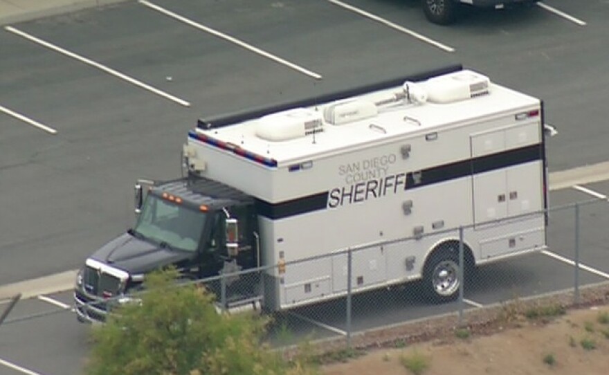 A San Diego County Sheriff's Department vehicle is shown outside of West Hills High School in Santee, May 26, 2015.