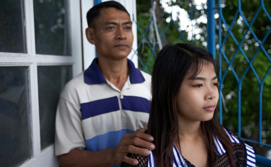 Burmese migrant Thazin Mon Htay and her father Ko Ngwe Htay were trafficked to Thailand to peel shrimp. The 14-year-old worked 16-hour shifts, seven days a week, for less than $3 a day. When she asked for a day off to rest her arms that were swollen with infection, her boss kicked her and threatened to rape her.