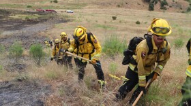 Cal Fire firefighters train at Camp Pendleton Fire School, an annual exercise involving firefighting agencies from throughout San Diego County, June 1, 2020. 