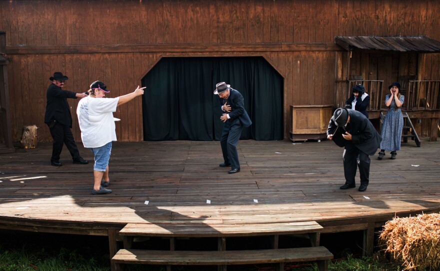 McDowell County residents rehearse<em> Terror of the Tug. </em>The events depicted in the play were a notable part of West Virginia's history.