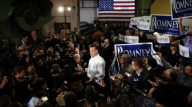 Romney talks to supporters at a town-hall meeting in Hudson, N.H. on January 9, 2012.