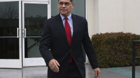 California Attorney General Xavier Becerra leaves leaves the Calvary Christian Center after meeting with SeQuette Clark, Tuesday, March 5, 2019. 
