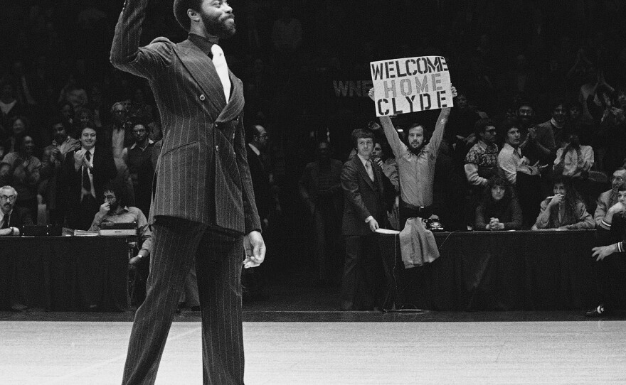Walt "Clyde" Frazier is honored at New York's Madison Square Garden on Dec. 18, 1979.