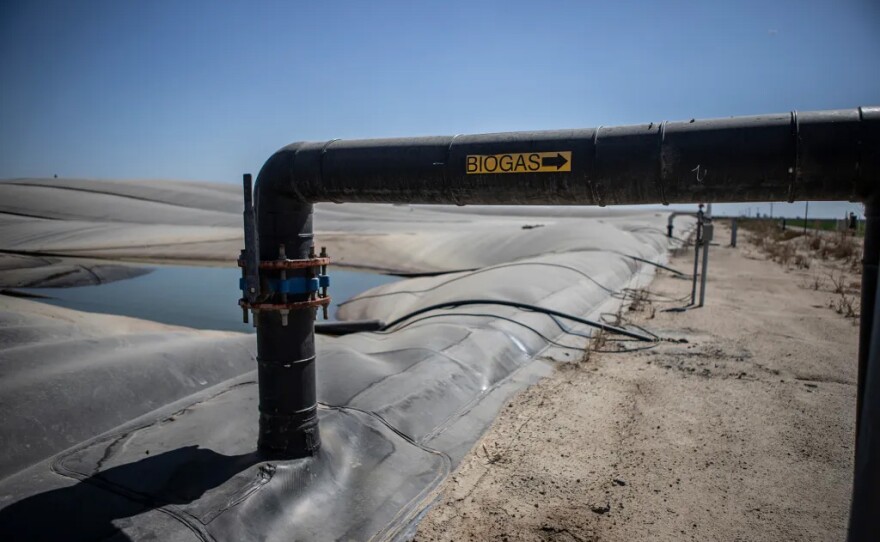 The digester system on the Legacy Ranches near Pixley. Several farms house digester systems that feed methane gas to a facility that produces renewable natural gas.