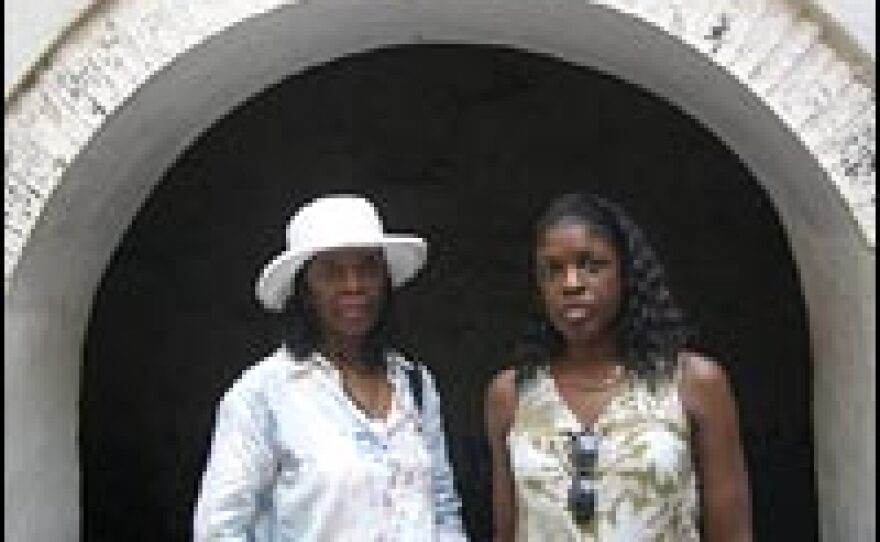 Virgie Harris Bovelle, left, and her daughter, Renee Bovelle, inside Elmina Castle during a recent tour. They traveled to Ghana from Washington, D.C.