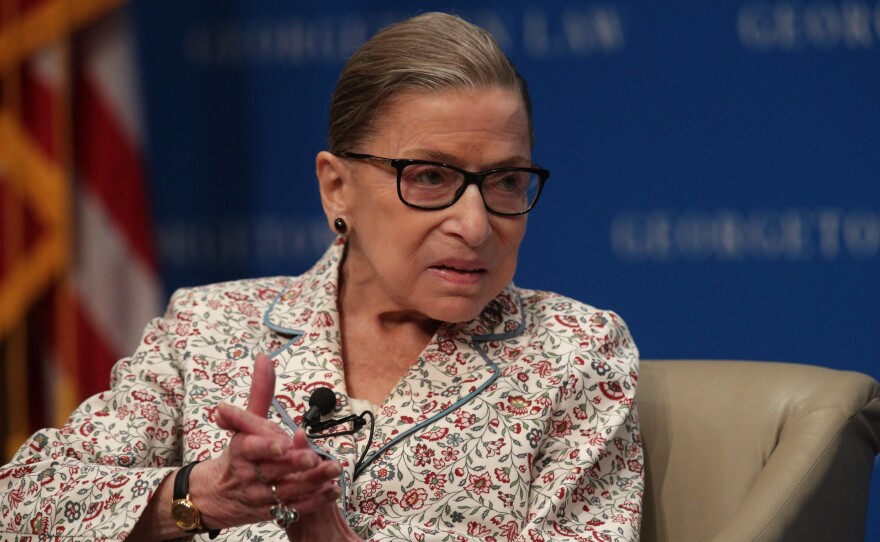 Supreme Court Justice Ruth Bader Ginsburg was released from the hospital Sunday after being admitted for chills and fever two days earlier. Ginsberg is seen here in July.
