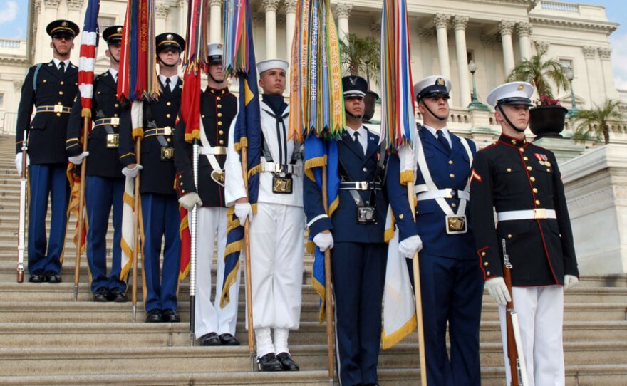 The color guard stands proudly before the U.S. Capitol.