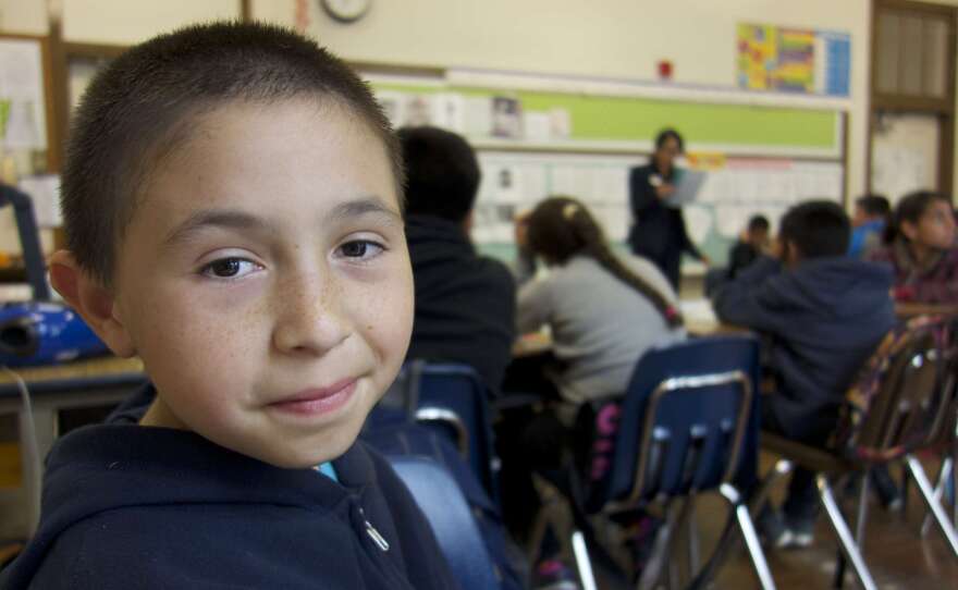 José Anzaldo starts fifth grade at a new school. He went to seven schools during the three years of filming East Of Salinas.