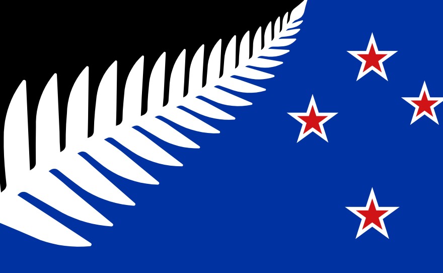 The final proposed alternative, "Silver Fern (Black, White and Blue)."