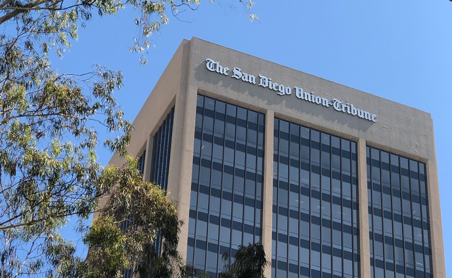 The San Diego Union-Tribune building in downtown San Diego, July 11, 2023.