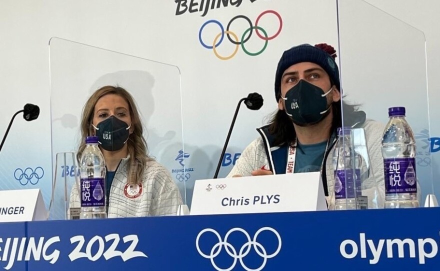 Curlers Vicky Persinger and Chris Plys will be the first U.S. athletes to compete in Beijing in a mixed doubles match against Australia two days ahead of the opening ceremony.