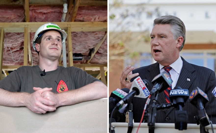 Democrat Dan McCready (left) and Republican Mark Harris are the candidates at the center of a contested race to represent North Carolina's 9th Congressional District. The state is investigating claims that a GOP operative may have manipulated ballots.