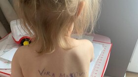 Aleksandra Makoviy said she isn't the only Ukrainian mother to write emergency contact info on their children since the war began.