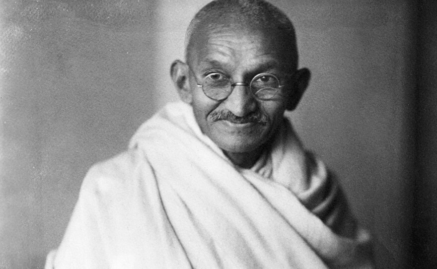 Rare studio photograph of Mahatma Gandhi taken in London England UK at the request of Lord Irwin, 1931.